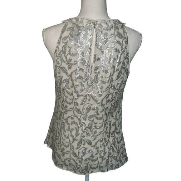 White House black market white silk and silver metallic sleeveless tank size S - Picture 4 of 8